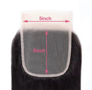 Black straight lace closure base with 5 by 5 inch guide
