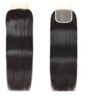 Black straight hair closure shown from front and back