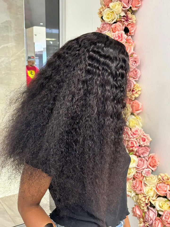 Brazilian 4×4 Lace Water Wave 180% Density Wig - Black