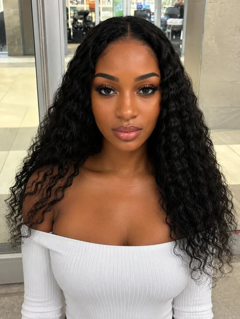 Brazilian 4×4 Lace Water Wave 180% Density Wig - Black