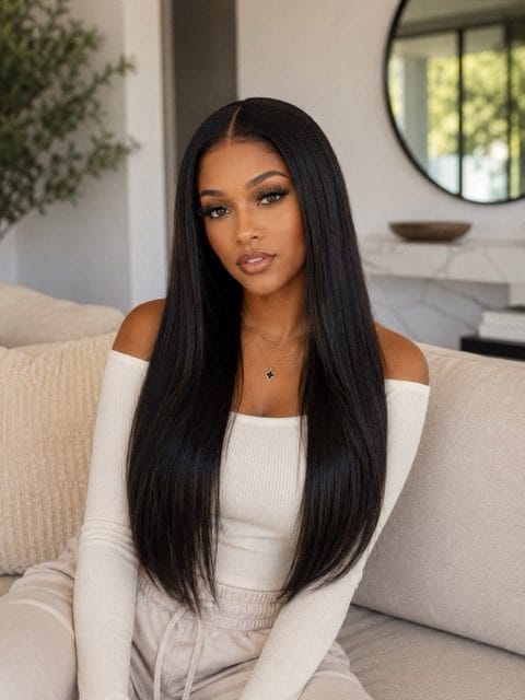 Brazilian Lace Frontal 24" 13*4 180% Density Straight Wig Black