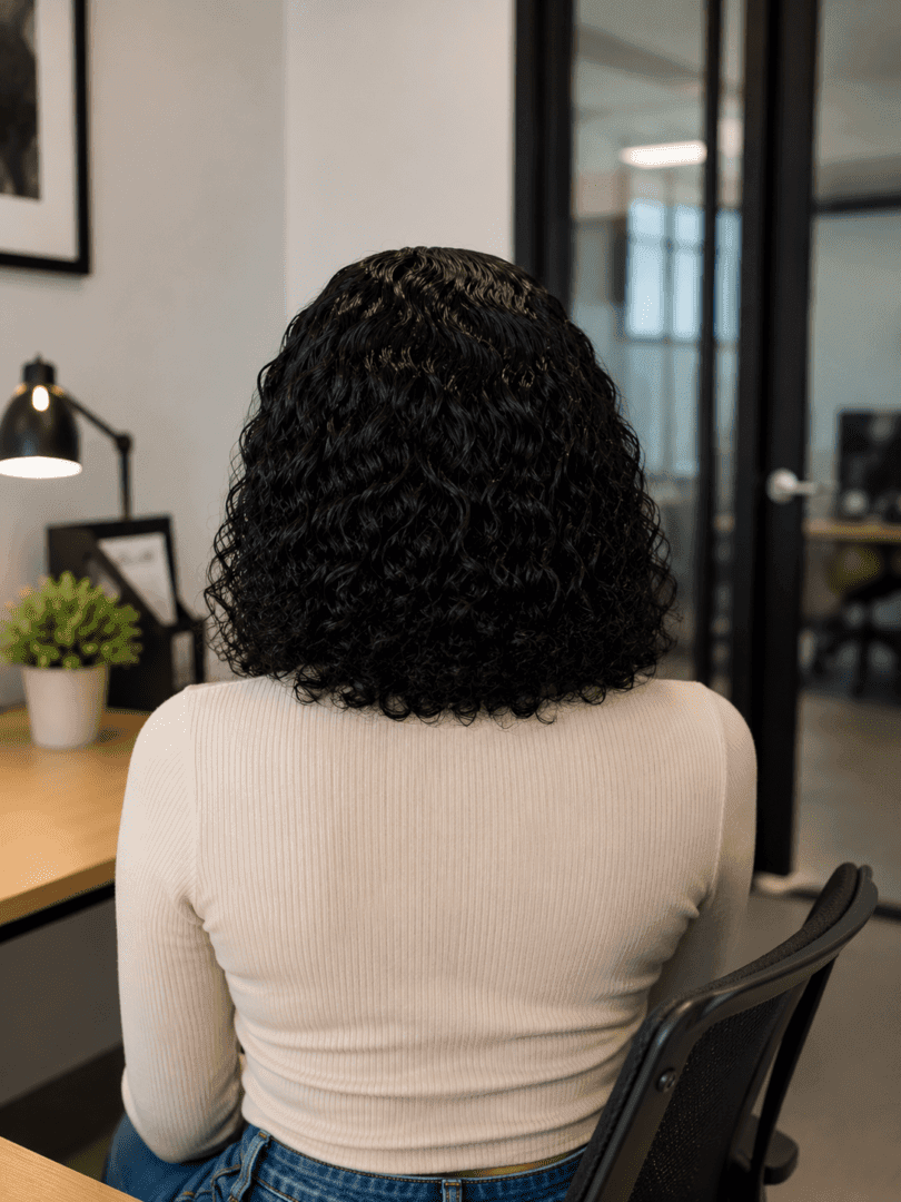 Brazilian Water Wave 10" 4×4 Lace Wig  180% Density - Black