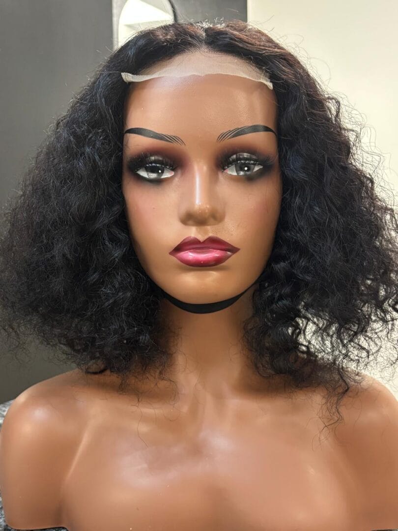 Brazilian Water Wave 10" 4×4 Lace Wig  180% Density - Black