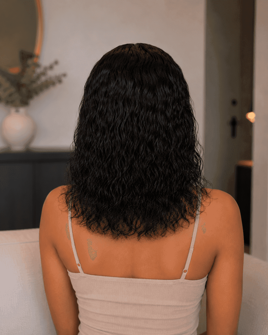 Brazilian Water Wave 12" 4×4 Lace Wig  180% Density - Black