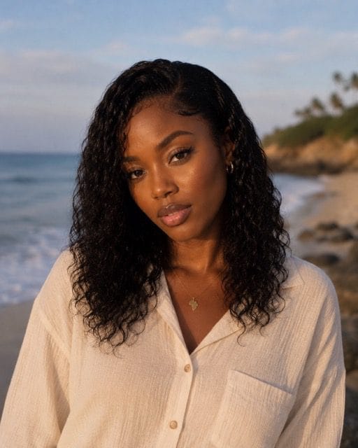 Brazilian Water Wave 16" 4×4 Lace Wig  180% Density - Black