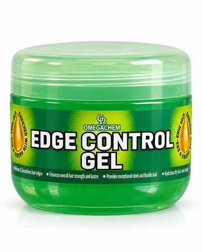 OmegaChem Edge Control Gel in a green tub
