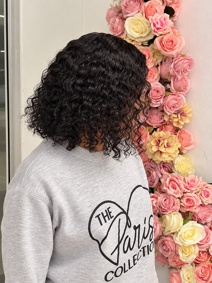 Brazilian Water Wave 12" 4×4 Lace Wig  180% Density - Black