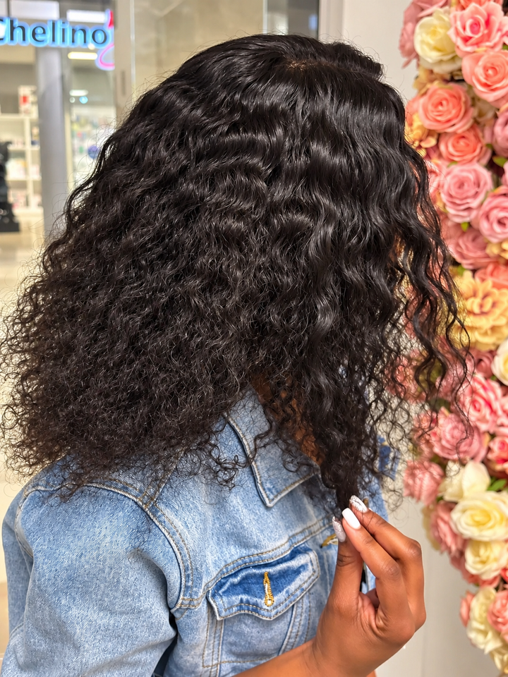 Brazilian Water Wave 18" 4×4 Lace Wig  180% Density - Black