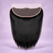 Underside of a black straight lace frontal showing the curved lace base