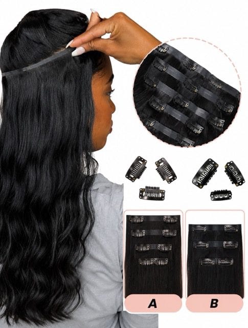 20" Clip-In Hair Extensions European Remy 120g 5 Wefts