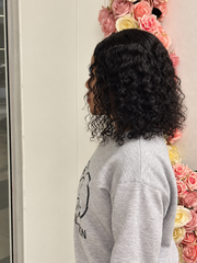 Brazilian Water Wave 12" 4×4 Lace Wig  180% Density - Black