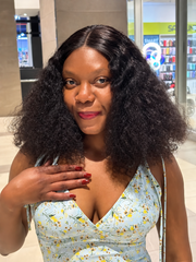 Brazilian Jerry Curls 16" 4×4 Lace Wig  180% Density - Black