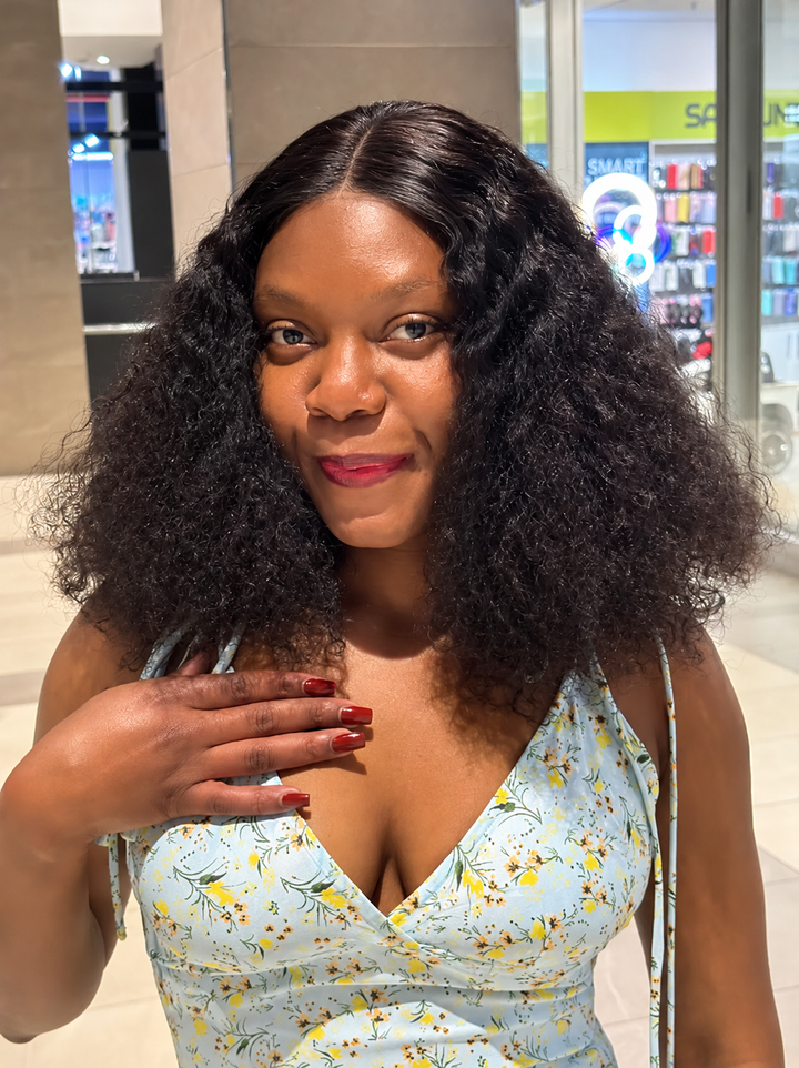 Brazilian Jerry Curls 16" 4×4 Lace Wig  180% Density - Black
