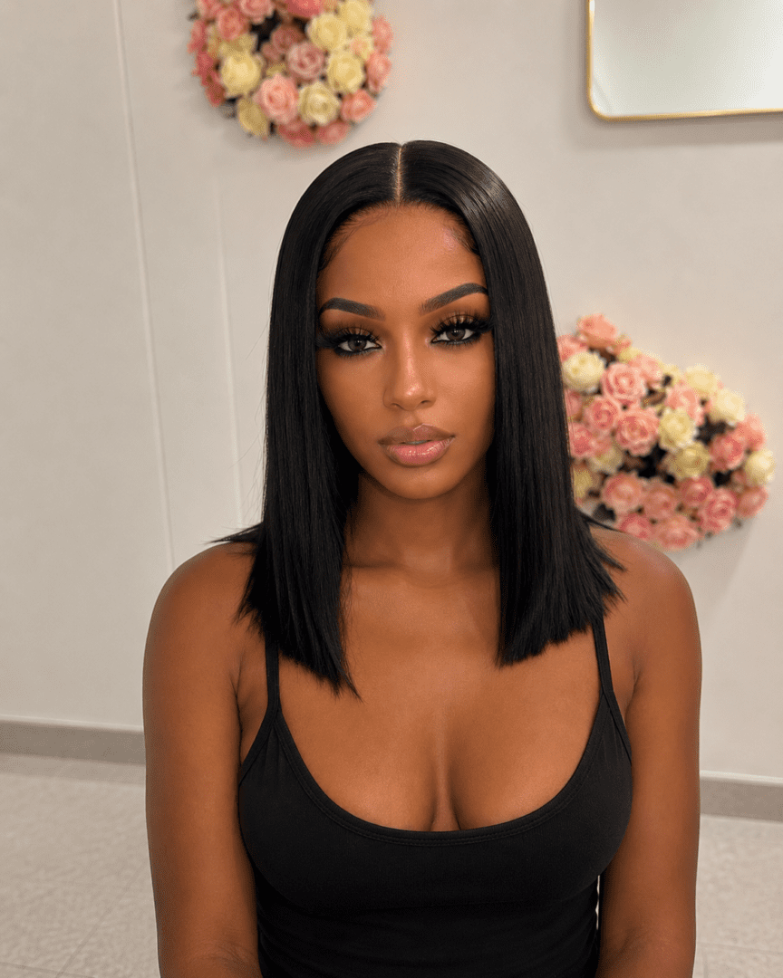 RAW Vietnamese Bone Straight 12" 5*5 220% Lace Wig Black