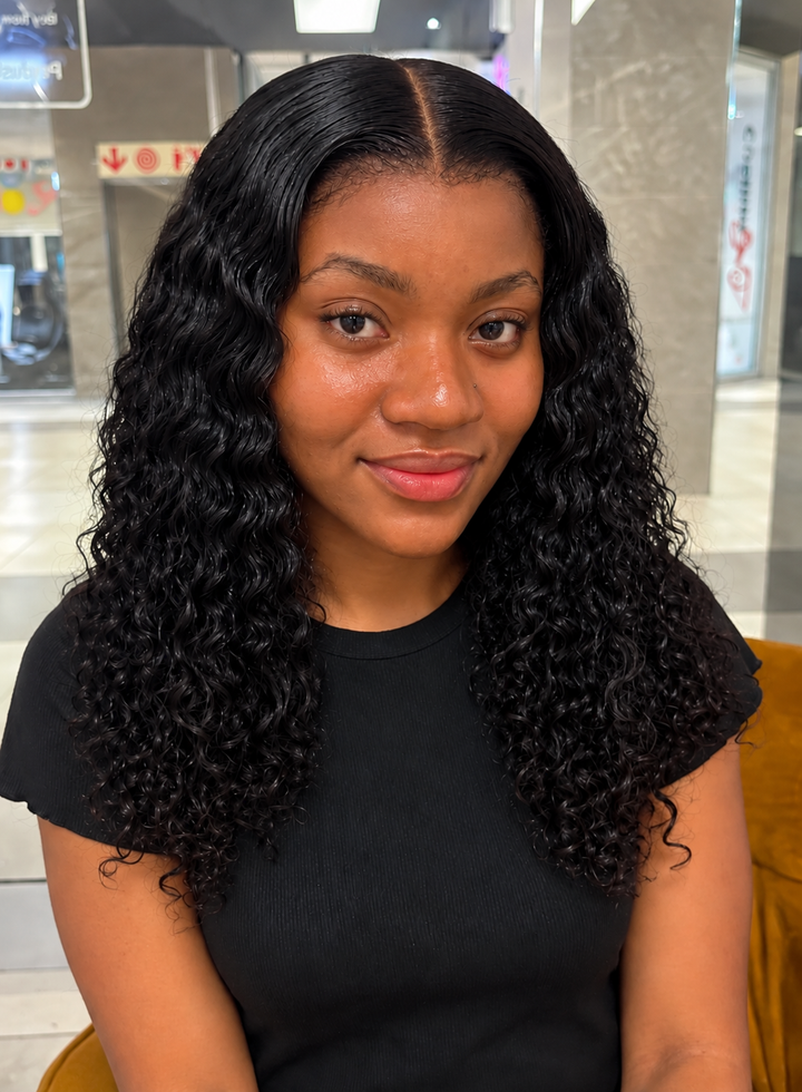 Brazilian 4×4 Lace Water Wave 180% Density Wig - Black