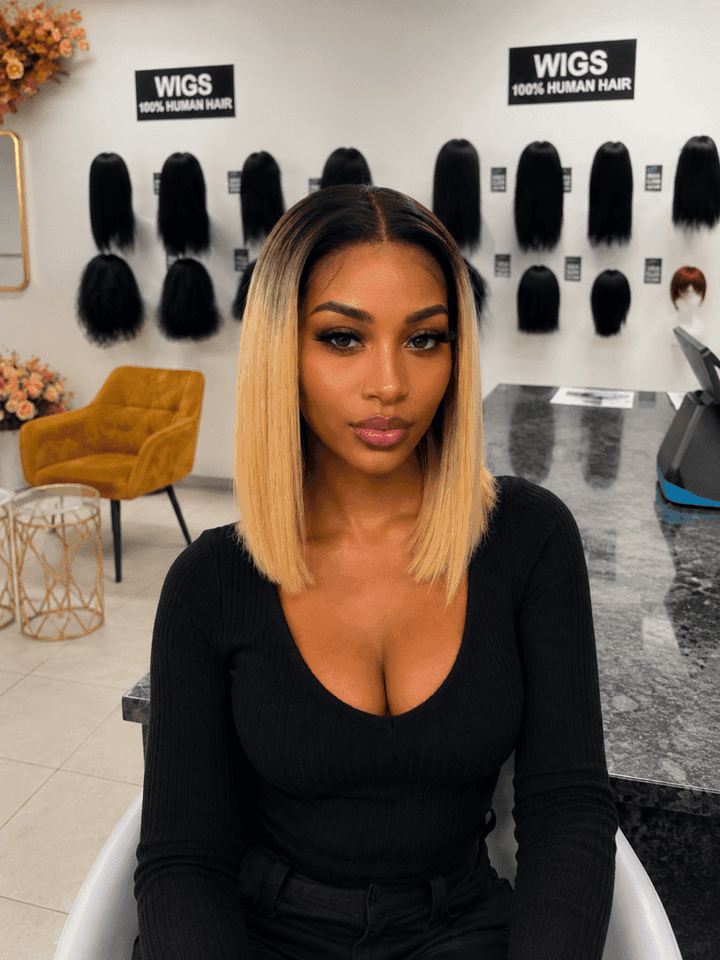Vietnamese Bone Straight 5*5 Lace Wig Ombre Blonde SDD