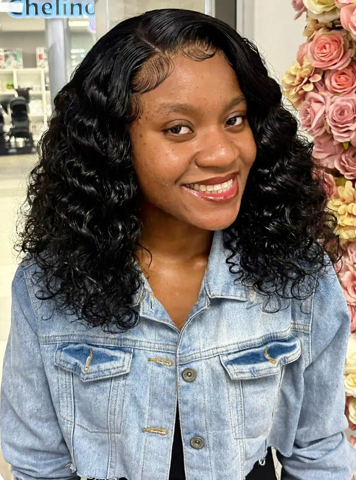 Brazilian Water Wave 18" 4×4 Lace Wig  180% Density - Black