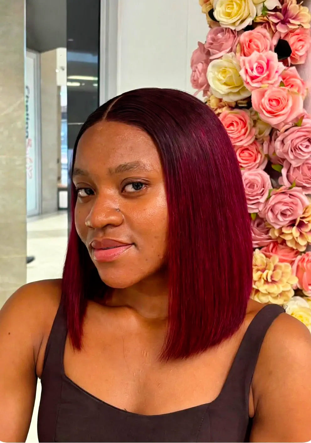 Vietnamese Bone Straight 5*5 Lace Wig Burgundy Ombre SDD