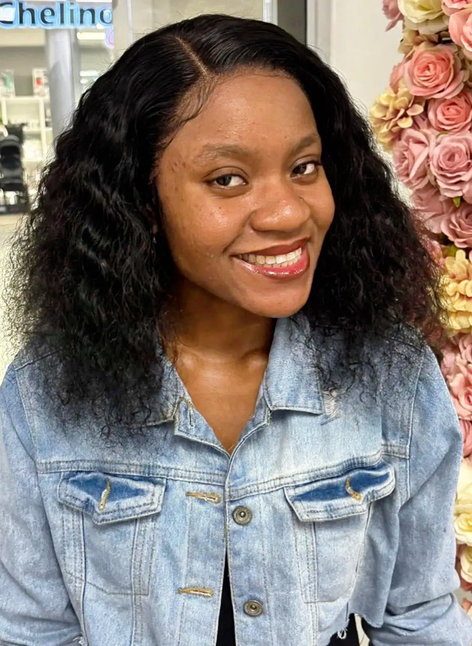 Brazilian Water Wave 18" 4×4 Lace Wig  180% Density - Black