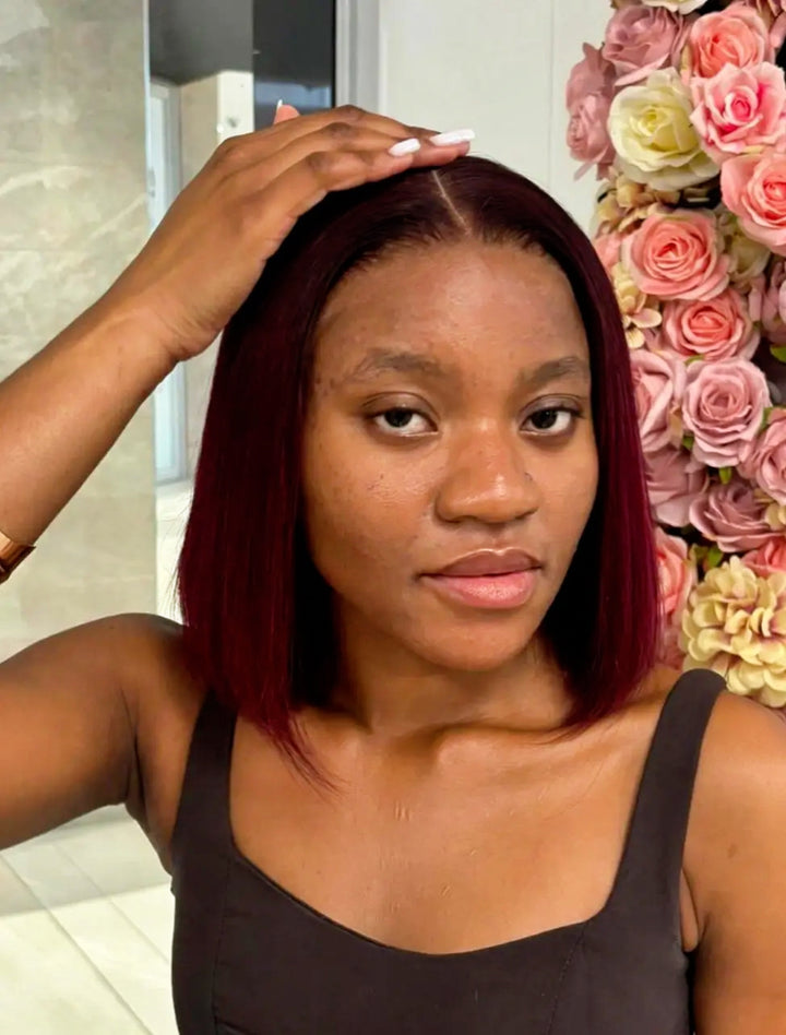 Vietnamese Bone Straight 5*5 Lace Wig Burgundy Ombre SDD