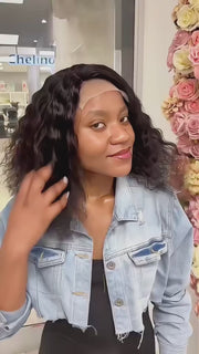 Brazilian Water Wave 18" 4×4 Lace Wig  180% Density - Black