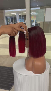 Vietnamese Bone Straight 5*5 Lace Wig Burgundy Ombre SDD