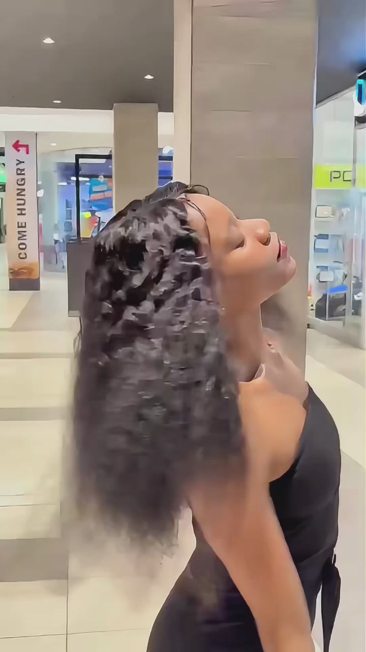 Brazilian Water Wave 28" 4×4 Lace Wig  180% Density - Black