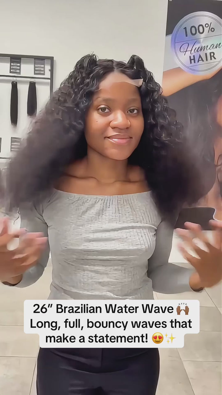 Brazilian Water Wave 26" 4×4 Lace Wig  180% Density - Black