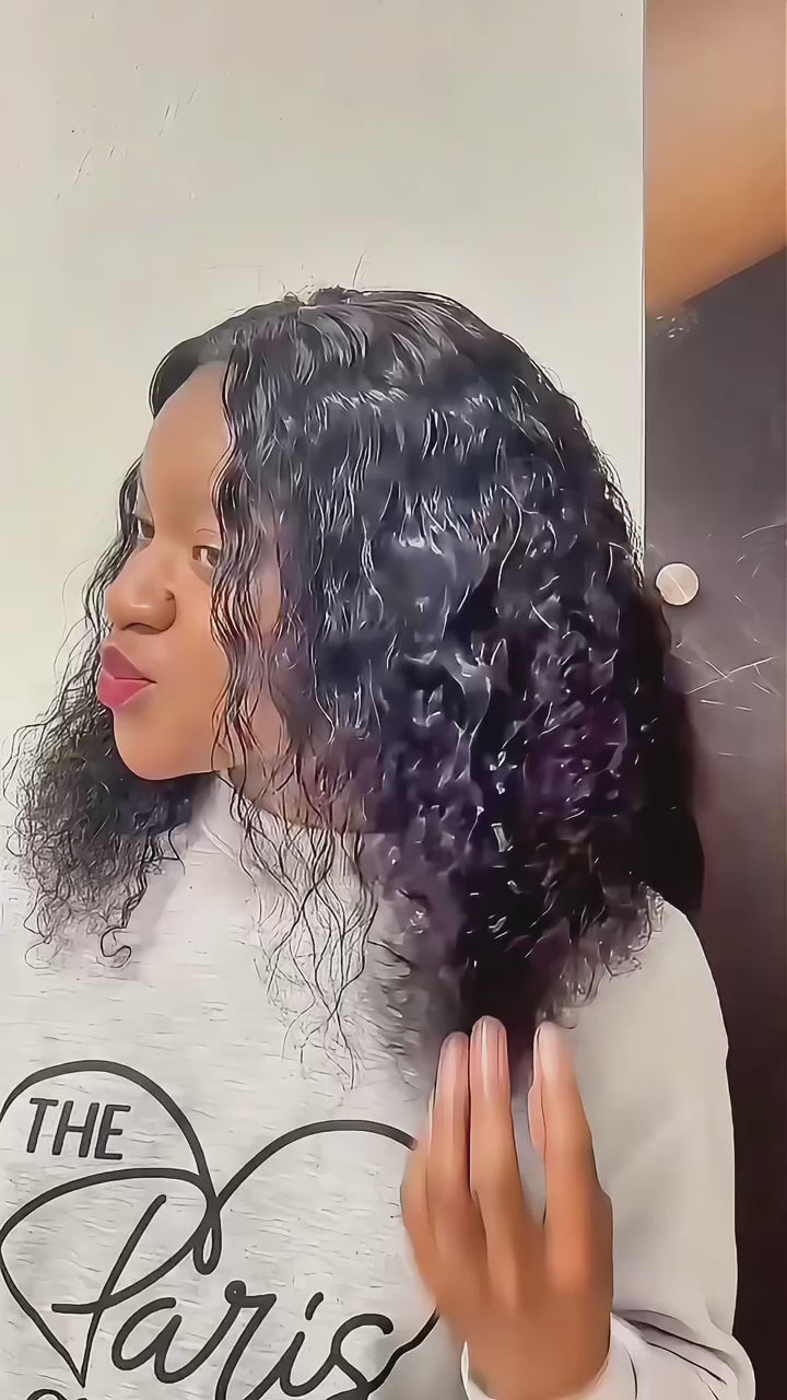 Brazilian 4×4 Lace Water Wave 180% Density Wig - Black